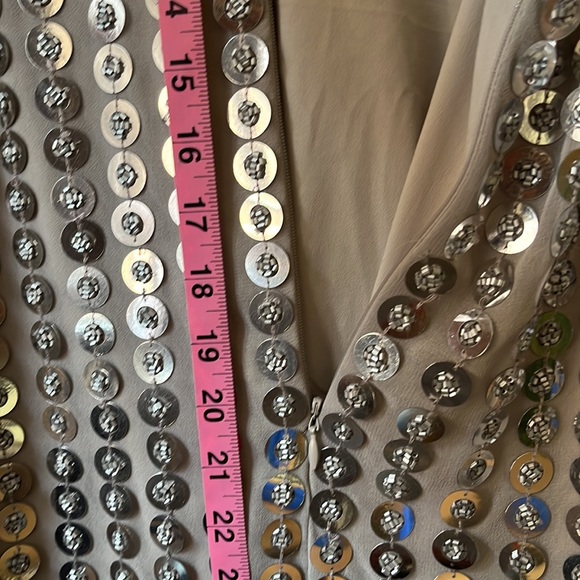 French Connection Dress Mini ‘Cindy Sparkle’ Scoop Neck Silver Size 6 - Picture 8 of 9